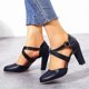 thumbnail image 1 of De mujer Hebilla de color sólido Punta redonda Corte bajo Tacón grueso Zapatos de tacón alto Wmkox8yii  hfjk1152, 1 of 6