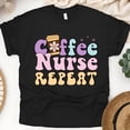 thumbnail image 1 of T-Shirt Graphique Infirmière Café, Design Pastel Mignon, Noir, Taille g, 1 of 6