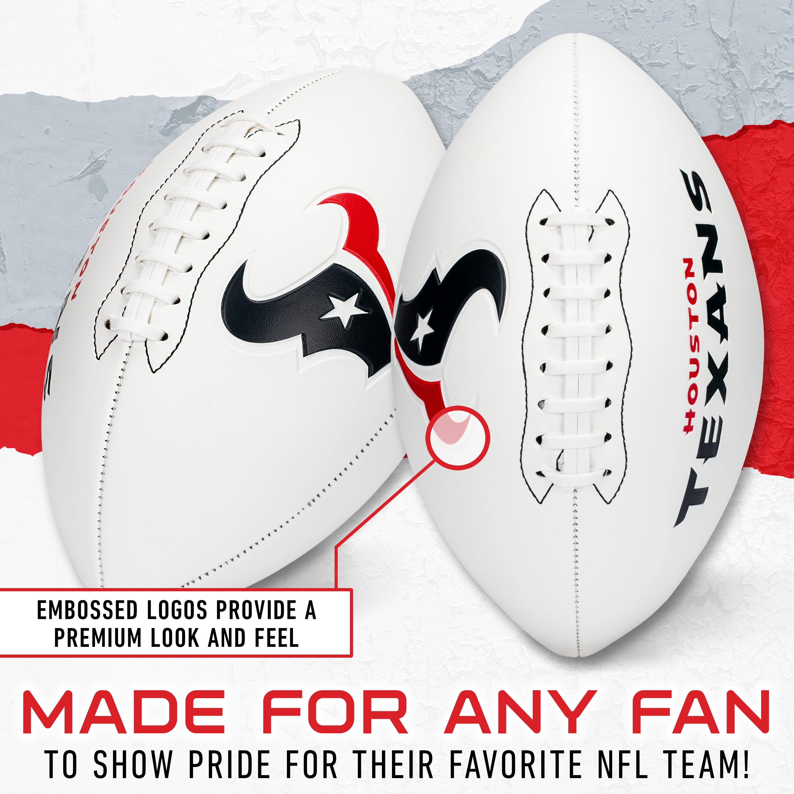 Franklin Sports NFL Houston Texans Autograph Football - Official Size White Panel Souvenir Football for Autographs + Signatures - NFL Team Fan Shop Memorabilia Football for Display