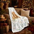 thumbnail image 3 of Tender Highland Cow Calf Botanical, Rustic Botanical Portrait, Warm Flannel Blanket for Ranch House and Living Room, Animal Lovers Birthday Gift, Rustic Home Decor, 3 of 9