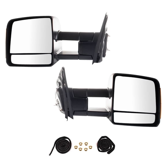 Trail Ridge Tow Mirror Power Heated LED Signal Black Pair Set for Toyota Tundra TR00692