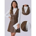 thumbnail image 2 of DARING DIVA Women's Faux Leather Button Down Mini Pinafore Dresses XL Brown, 2 of 6