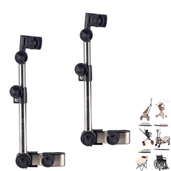Adjustable Umbrella Mount Holder, Universal 360 Adjustable Umbrella Holder for Chair, Wheelchair Stroller Umbrellas Attachment, Stainless Steel Thickened Stand for Outdoor