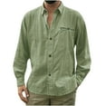 thumbnail image 1 of Camisa de Manga Larga de Lino de Algodón Delgada de Color Sólido Casual de Moda Para Hombres Blusa de Cárdigan Odeerbi ODB-6, 1 of 4