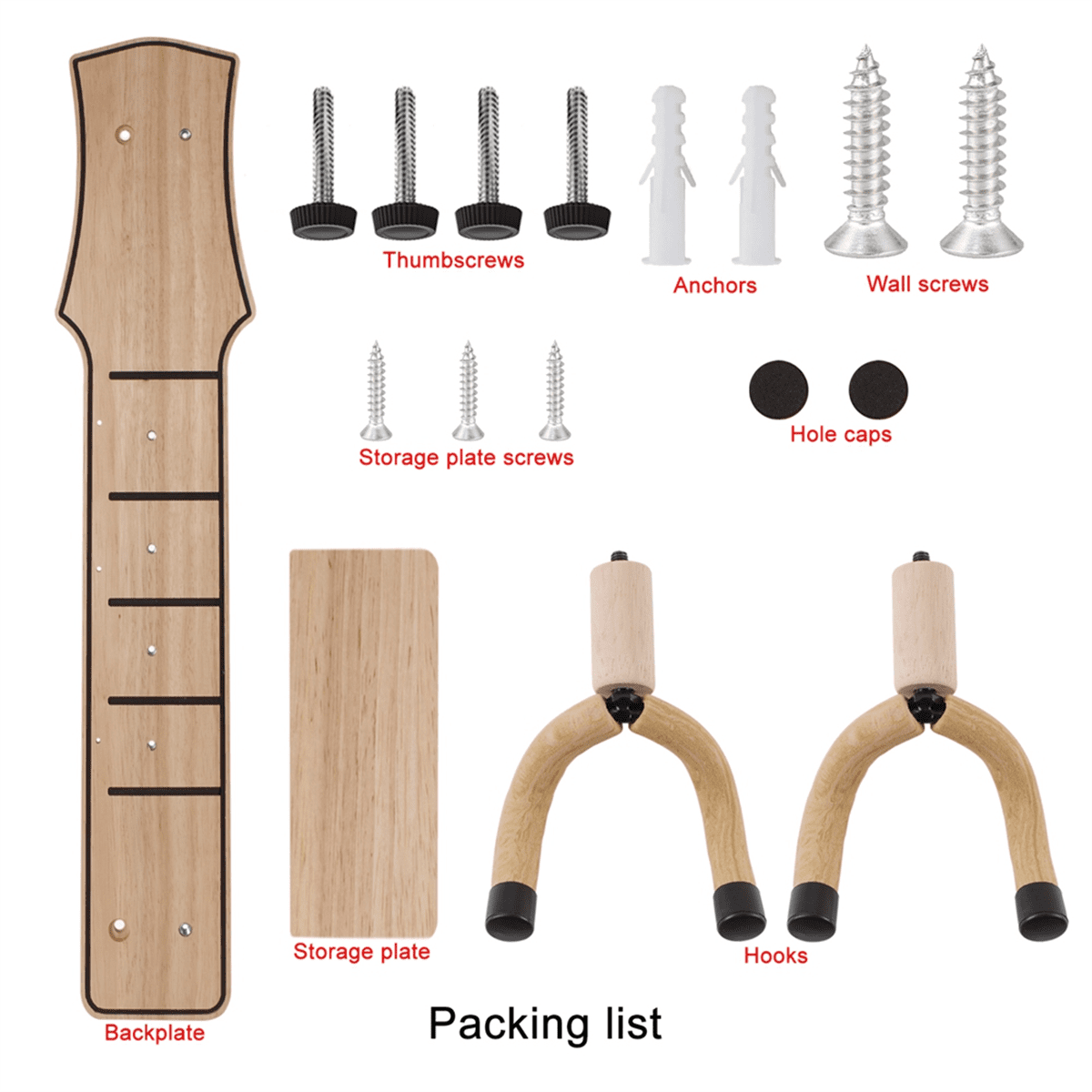 Guitar Wall Mount Wood Guitar Wall Hangers with Pick Holder for Acoustic or Electric Guitars,Ukulele,Bass Style 2,1 x Guitar Wall Mount,Wood Color