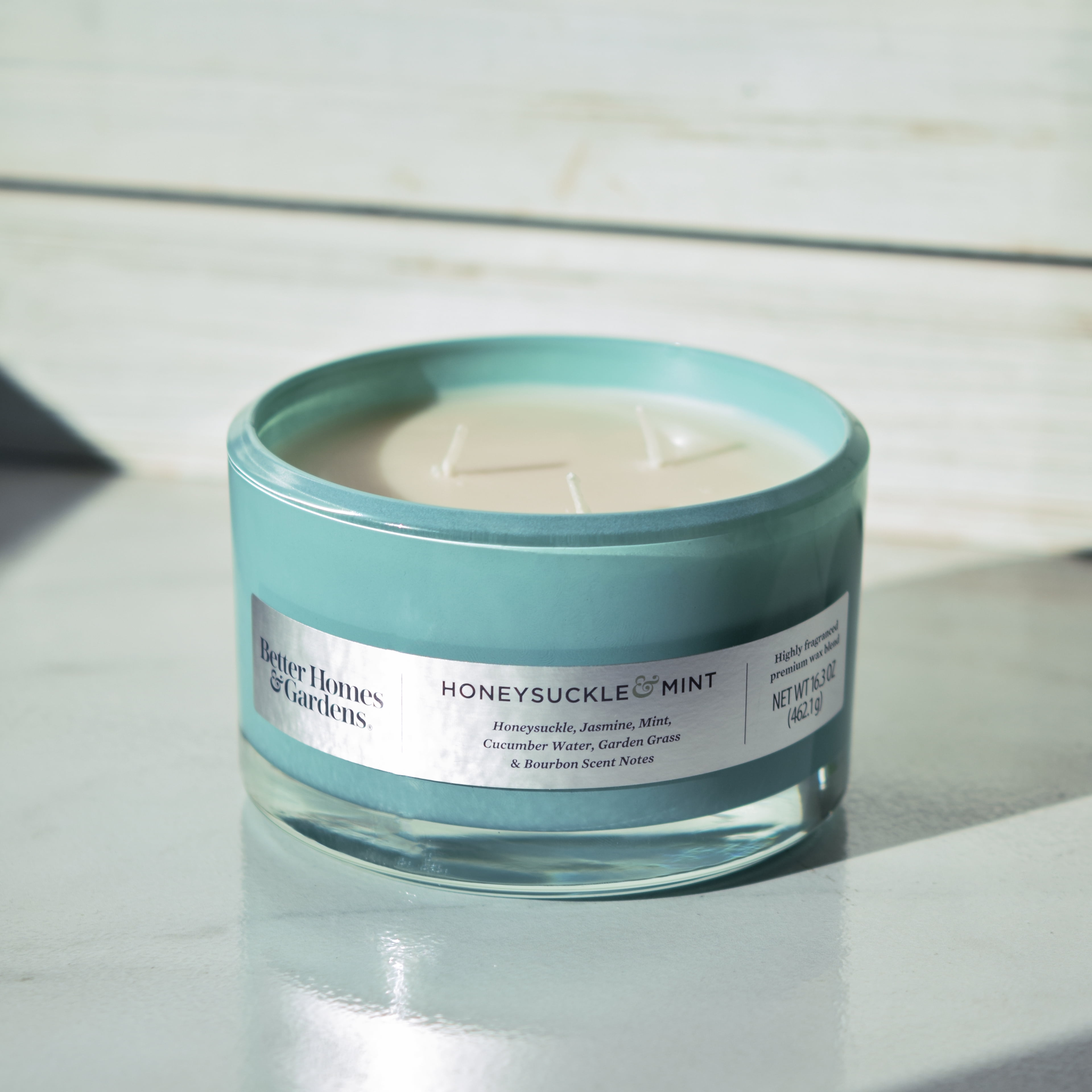 Better Homes & Gardens 16oz Honeysuckle & Mint Scented 3-Wick Dish Candle