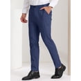 thumbnail image 2 of Pantalones de vestirrayas casuales pahombre Pantalones ajustados de color en contraste con frente plano y corte ajustado Azul Oscuro 3XL, 2 of 6