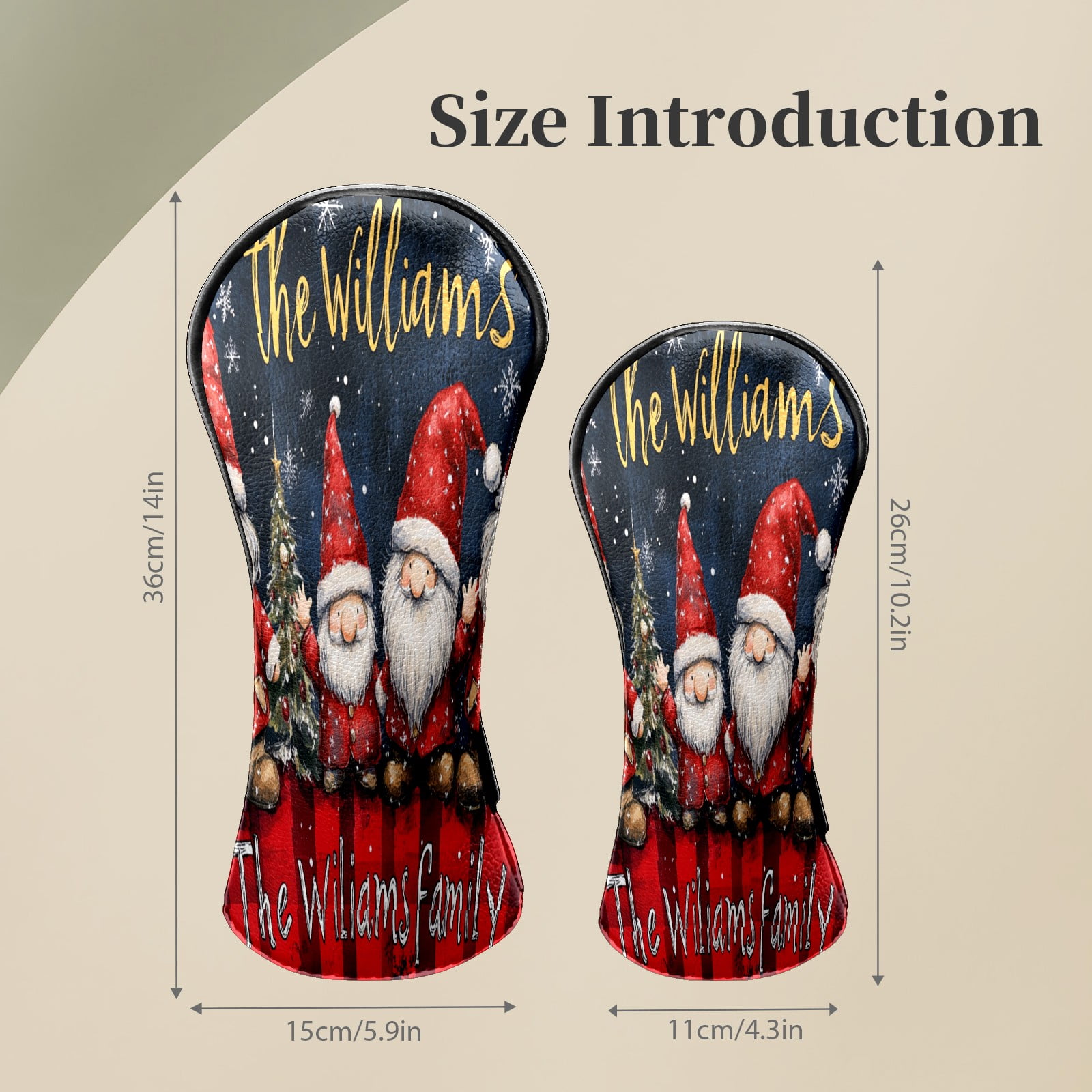 Golf Club Head Covers Cute Christmas Dwarf Waterproof Leather Golf Head Covers for Men Women Driver Head Cover Fairway Headcover for Golf Lovers