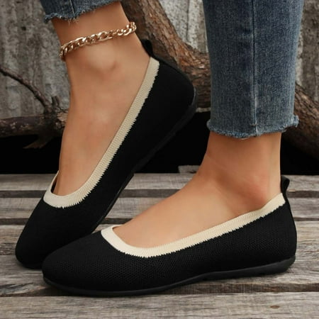 

Lhked Womens Solid Color Round-Toe Flats Shoes Lightweight Soft Sneakers Shoe Casual Mesh Comfort Shoes