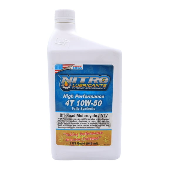 Nitro Lubricants 10W-50 4 Stroke Engine Oil – Semi-Synthetic, 1 Qt – Made in USA