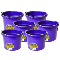 Little Giant 2 Gallon All Purpose Flat Back Plastic Bucket, Purple, (6 Pk)