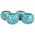 thumbnail image 5 of Koyal Wholesale Aqua Blue Round Glass Mosaic Votive Candle Holder Set of 4 for Table Centerpiece, Home Décor, 5 of 5