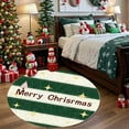 thumbnail image 4 of LanSuare Christmas Round Rugs, 32Inch Green and Pink Washable Non-slip Fluff Holiday Decor Rug for Kitchen Bedroom Bathroom, Office, Living Room, 4 of 7