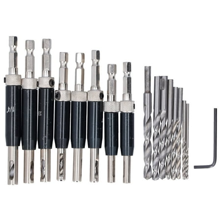 

17pcs Hinge Drills Set Self Centering Door Drill Bit Kit with Hex Wrench for Woodworking