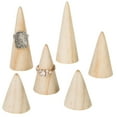 thumbnail image 2 of MyGift Cone-Shaped Ring Holders with Natural Wood Finish, Set of 6, 2 of 3
