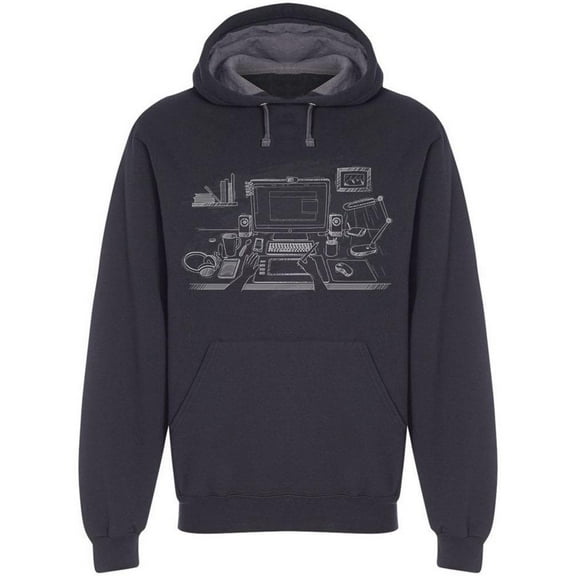 Desktop Designer In Darkness Hoodie Men -Image by Shutterstock, Male Large