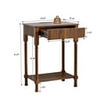 thumbnail image 2 of Wirrytor Fluted Nightstand with with Charging Station for Bedroom, Retro Narrow Side Table with Drawer and Open Storage Shelf, End Table w/Solid Wood Legs for Living Room,Walnut, 2 of 7