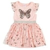 Little Lass Toddler Girls Butterfly Foil Tulle Dress 3T Pink