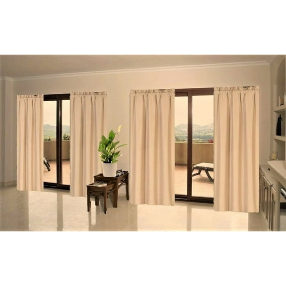 1 Single Panel Solid Foam Lined Blackout Window Curtain Panel Treatment Drape Rod Pocket Size 63" Long R64 taupe