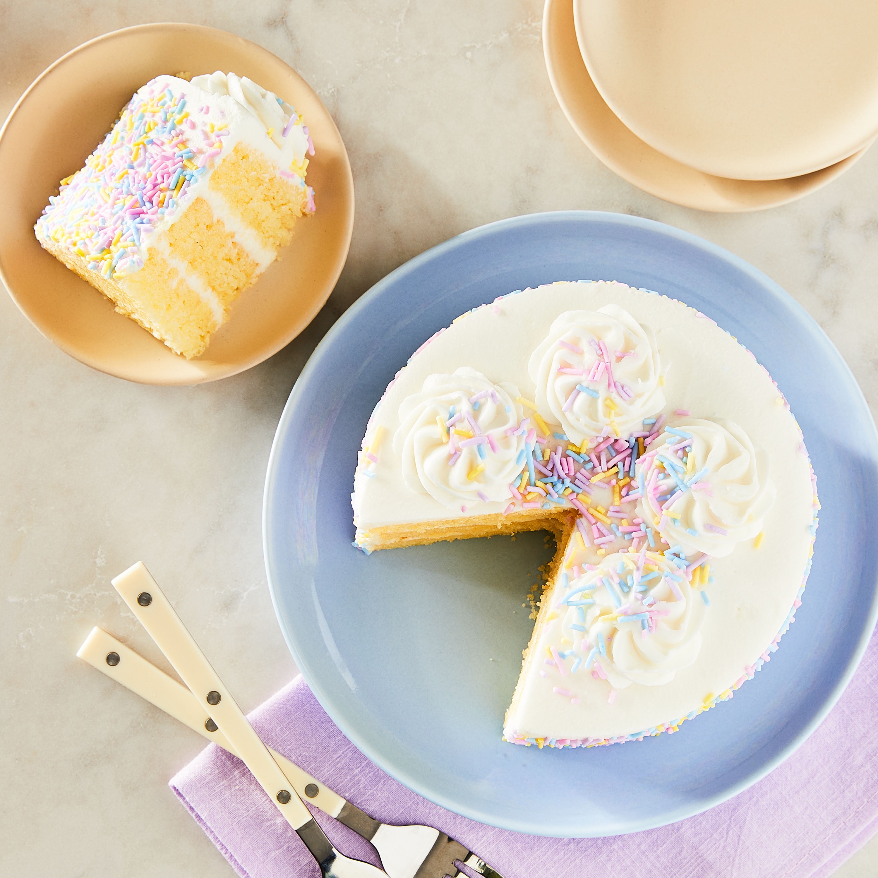 Marketside Triple Layer Celebration Cake with Sprinkles, 20.5 oz, 4.5-Inch Round (Refrigerated)