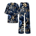 thumbnail image 6 of BWASD Womens Summer Pajama Sets 2 Piecee Plus Size Soft Floral Print Shorts Sleeve Top and Pant Breathable Sleepwear Summer Fashion Leisure Loungewear (Blue M), 6 of 6