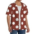 thumbnail image 2 of Fotbe Maroon And White Polka Dot Camisa Estampada de Manga Corta para Hombre, Casual de Verano, Estilo Playero, Sin Arrugas-Large, 2 of 5