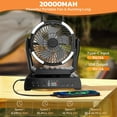 thumbnail image 3 of HOMEYA Camping Fan with Led Light,20000mAH Rechargeable Battery Powered Outdoor Tent Fans,Remote Control Timer Portable Fan Desk Fan, 3 of 9