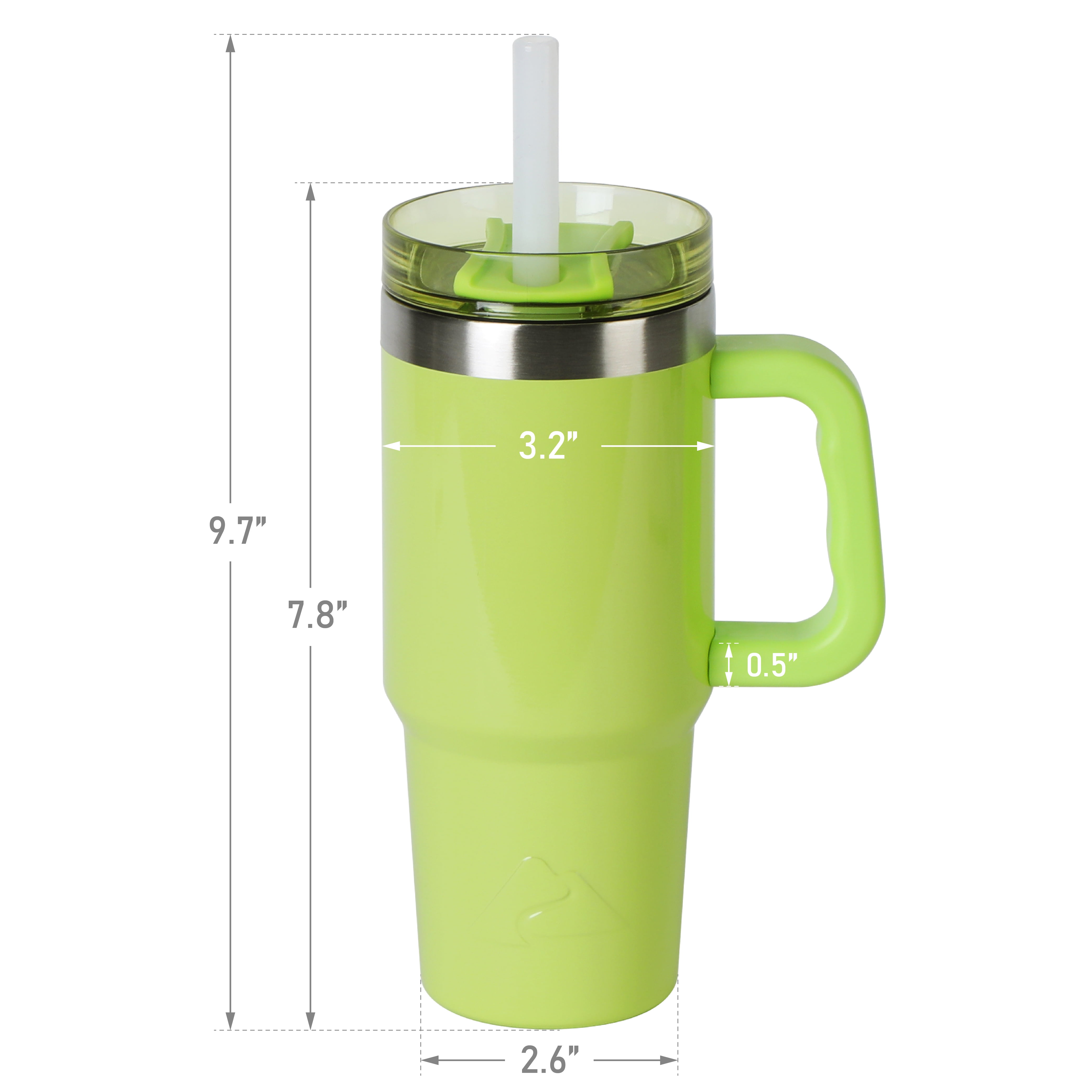Ozark Trail 18 oz Insulated Stainless Steel Tumbler with Handle, Sonic Lime Green