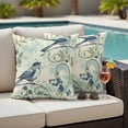 thumbnail image 4 of Vintage Floral Bird Outdoor Waterproof Pillow Covers, Retro Summer Botanical Decorative Square Throw Pillowcase Sofa Cushion Sham for Patio/Couch/Chair, 16"x16" 2 Pack, 4 of 8