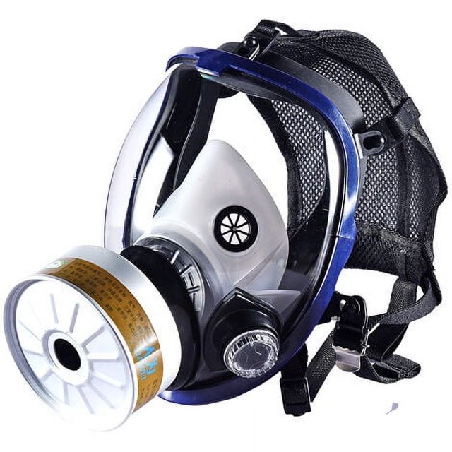 Mascarilla respiratoria facial completa reutilizable, respirador con cubierta de gas de vapor orgánico, bolsillo de red 6800 Máscara + caja de filtro trapezoidal n°4 + algodón + carcasa