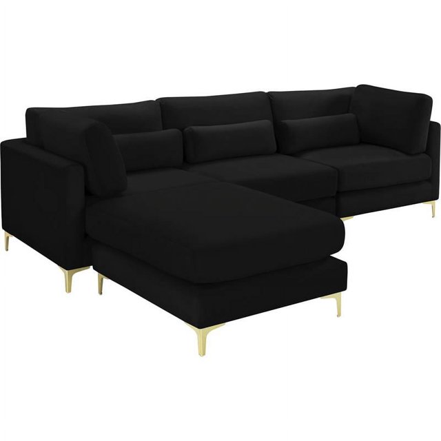 Meridian Furniture Julia Black Velvet Modular Sectional