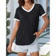 thumbnail image 5 of Camisetas de Corta con Cuello en V para Mujer, Color Negro, Talla S, 5 of 6