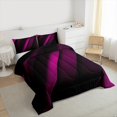 thumbnail image 3 of Feelyou Fuchsia Striped Geometric Bedding Comforter Set, Futuristic Abstract Twin Comforter Sets, Teen Child Kid Adult Reversible Bedding Set, Super Cozy Room Decor, 2 Pieces, 3 of 8