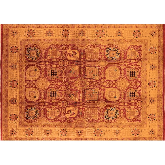 Ahgly Company Indoor Rectangle Oriental Orange Industrial Area Rugs, 5' x 7'