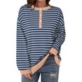 thumbnail image 3 of CAIXIA Womens Henley Neck Striped Sweatshirts Oversized Long Sleeve Tops Casual Pullover Tee Shirts Workout Fall Fashion, 3 of 5