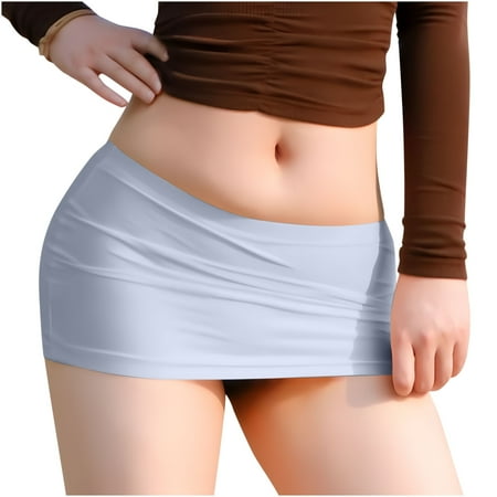 Mrat Skater Skirt for Women Mini Skirts for Womens Solid Color Summer Bag Butt Skirt Hot Girl Half Body Short Skirt S-30 White One Size