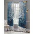 thumbnail image 5 of Sheer Curtain Panels White Tree Oil Painting Rod Pocket Voile Window Curtains Ombre Blue Window Treatments Ligh Filtering Privacy Curtain Drapes for Bedroom Living Room 2 Panel Set 84 Inch Length,, 5 of 9