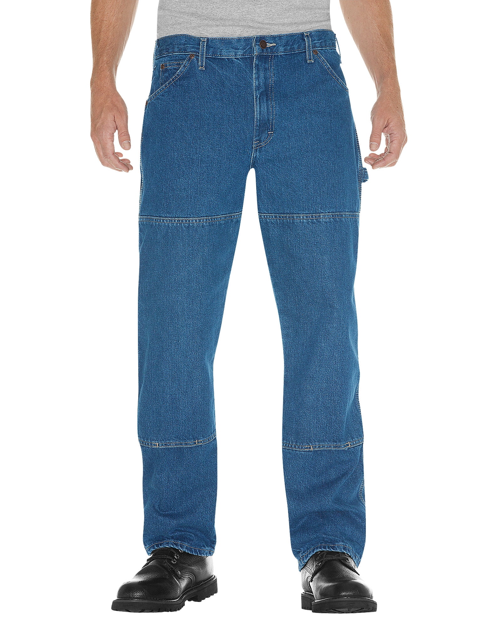 double knee denim jeans