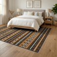thumbnail image 3 of ODIKA 6'x9' Washable Area Rug Chindi Knit Striped Boho Southwestern Banded Motifs Multi Rag Flowing Dynamic for Dining Room, Under Table, Office Décor, Non-Slip Chair-Friendly, 3 of 7