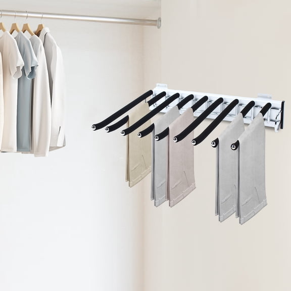Pull Out Trouser Rack Closet Pants Hanger Slide Out Pants Storage Holder 9 Arms Used for Hanging Up your Trousers, Towels, Scarves, Pants,etc