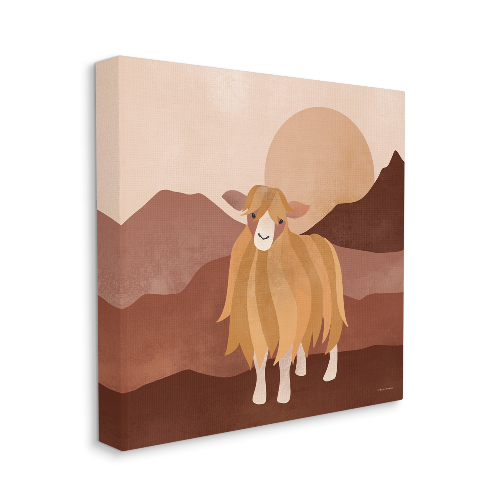Stupell Industries Cattle Mountains Landscape Animals & Insects Painting Gallery Wrapped Canvas Art Print Wall Art, 36 x 36