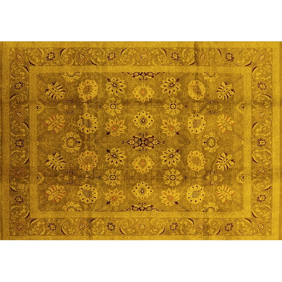 Ahgly Company Indoor Rectangle Oriental Yellow Traditional Area Rugs, 2' x 5'