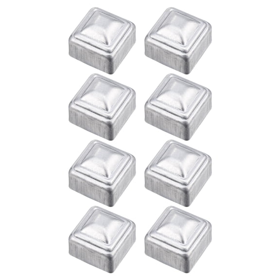 Uxcell 8 Pack Fence Post Cap Fit 1" x 1" OD Pipe, Galvanized Steel Deck Post Cover Square Decking Caps for Mailbox Outdoor Chain Link Wood/Metal Fence Deck Railing, Silver