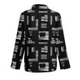 thumbnail image 5 of Blusa informal para mujer, cuello redondo, manga larga, estampado, camisa suelta, tops, botones, cárdigan Pompotops  FGAJ6883, 5 of 5