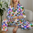 thumbnail image 6 of KLL Sea animals Collage Print Women's Long Sleeve Pajamas with Pants Sleepwear Loungewear 2 Set-Small, 6 of 7