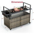 thumbnail image 6 of Outdoor Bar Cart with Storage Cabinet, Patio Bar Table with Tempered Glass Tabletop, Outdoor Serving Grill Cart with Rolling Wheels, Rattan Bar Cart for Patio, Backyard, Grey Wicker, 6 of 7