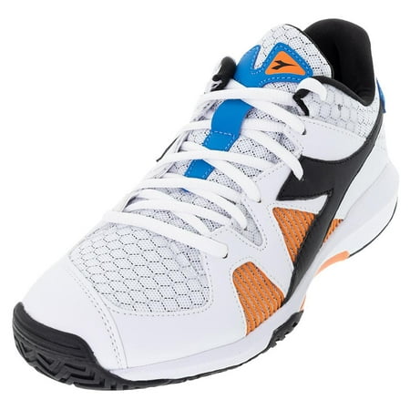 Diadora Juniors` B.Icon AG Tennis Shoes White and Blue ( 4 )