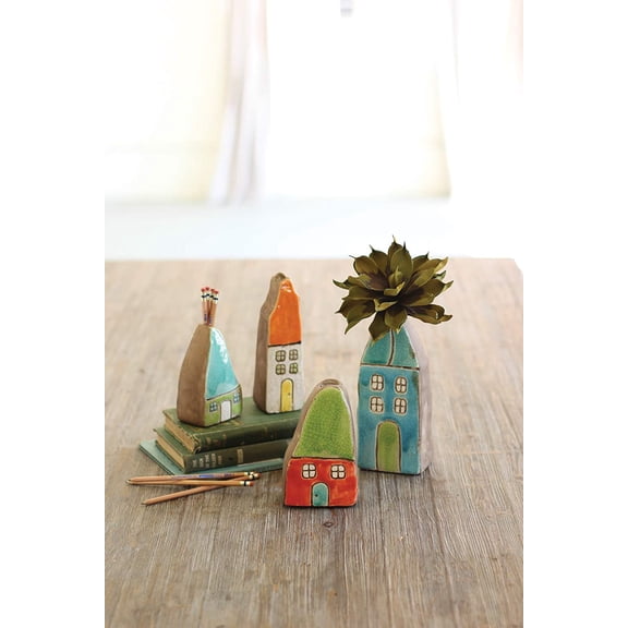 Kalalou Colorful House Bud Vases, Set of 4, One Size, Multicolored