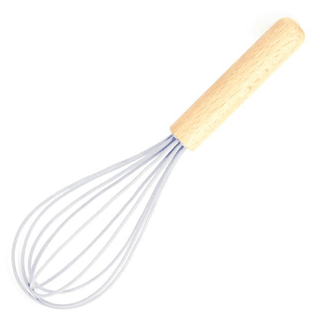 Batidor de huevos de silicona con mango de madera para el hogar, batidor de huevos con mango manual de silicona, herramienta para hornear