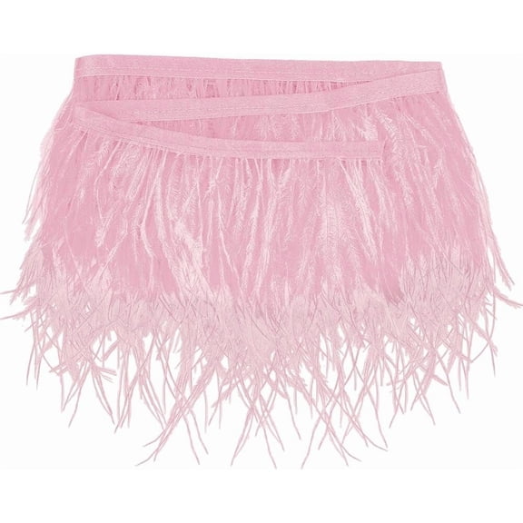 2m/2.2 Yards Pearl Pink Ostrich Feather Trim 8.3-10.6 Inch Width Fringe Trim Sewing Feather Trim Ribbon Feathers Sewing Crafts Decor DIY